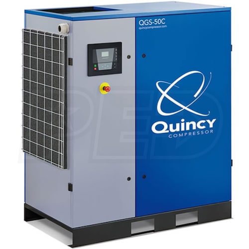 Quincy 4152017375 QGS 50c 50-HP Tankless Rotary Screw Air Compressor ...