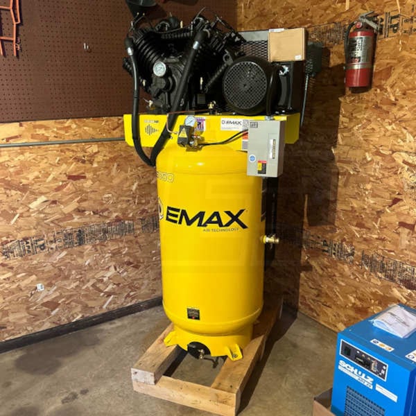 EMAX 80 Gal. 7.5 HP 3-Cylinder 1-Phase Air 175 PSI Electric Air Compressor  with Isolator Pads and Auto Drain HEI07V080Y1 - The Home Depot