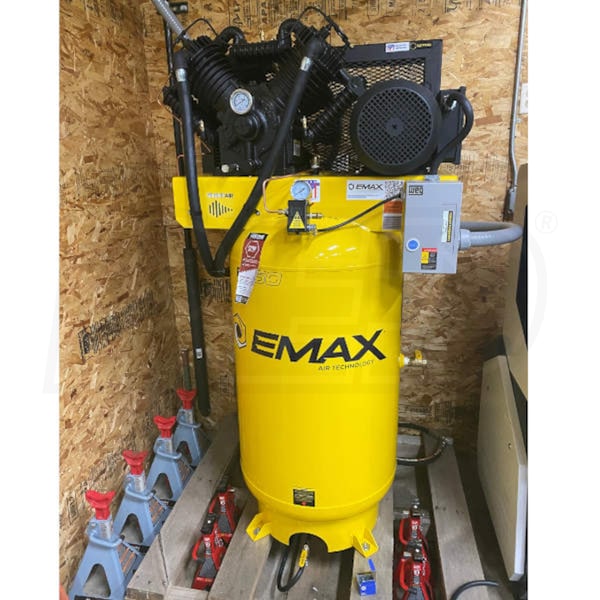 EMAX EPV07V080V13 Industrial Smart Air Silent 7.5-HP 80-Gallon Variable  Speed Two-Stage Air Compressor 208/230V 1-Phase & 208/230V 3-Phase
